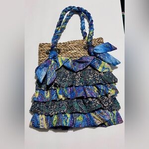 Colorful Patterned Ruffle Shoulder Bag